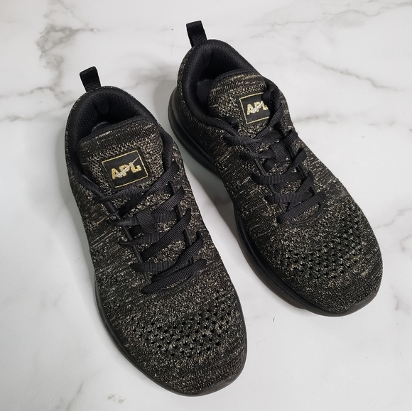 APL Techloom Pro Sneaker Black Gold Metalic Size 8 - Picture 3 of 8